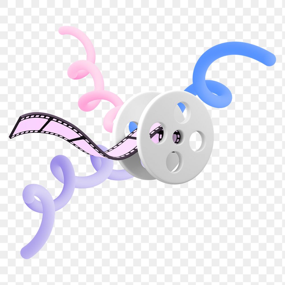 3D film reel png sticker, transparent background