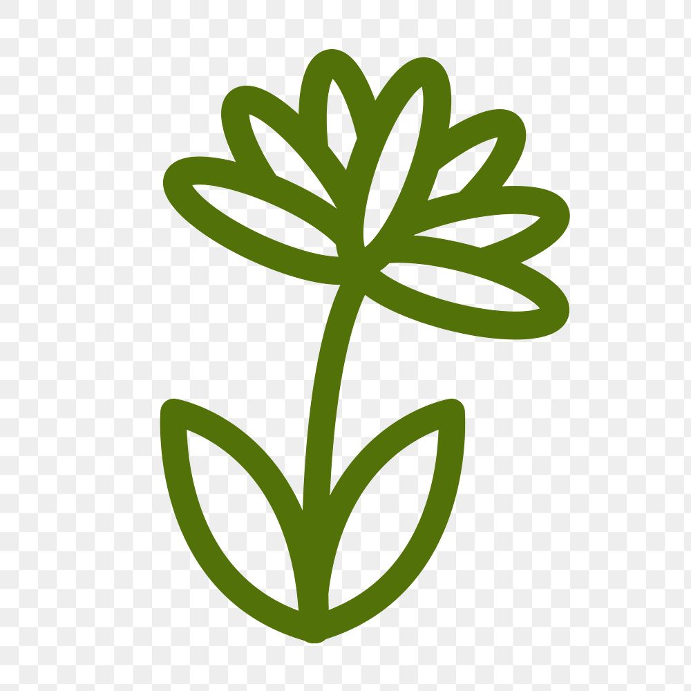 Green flower png business logo element sticker, transparent background