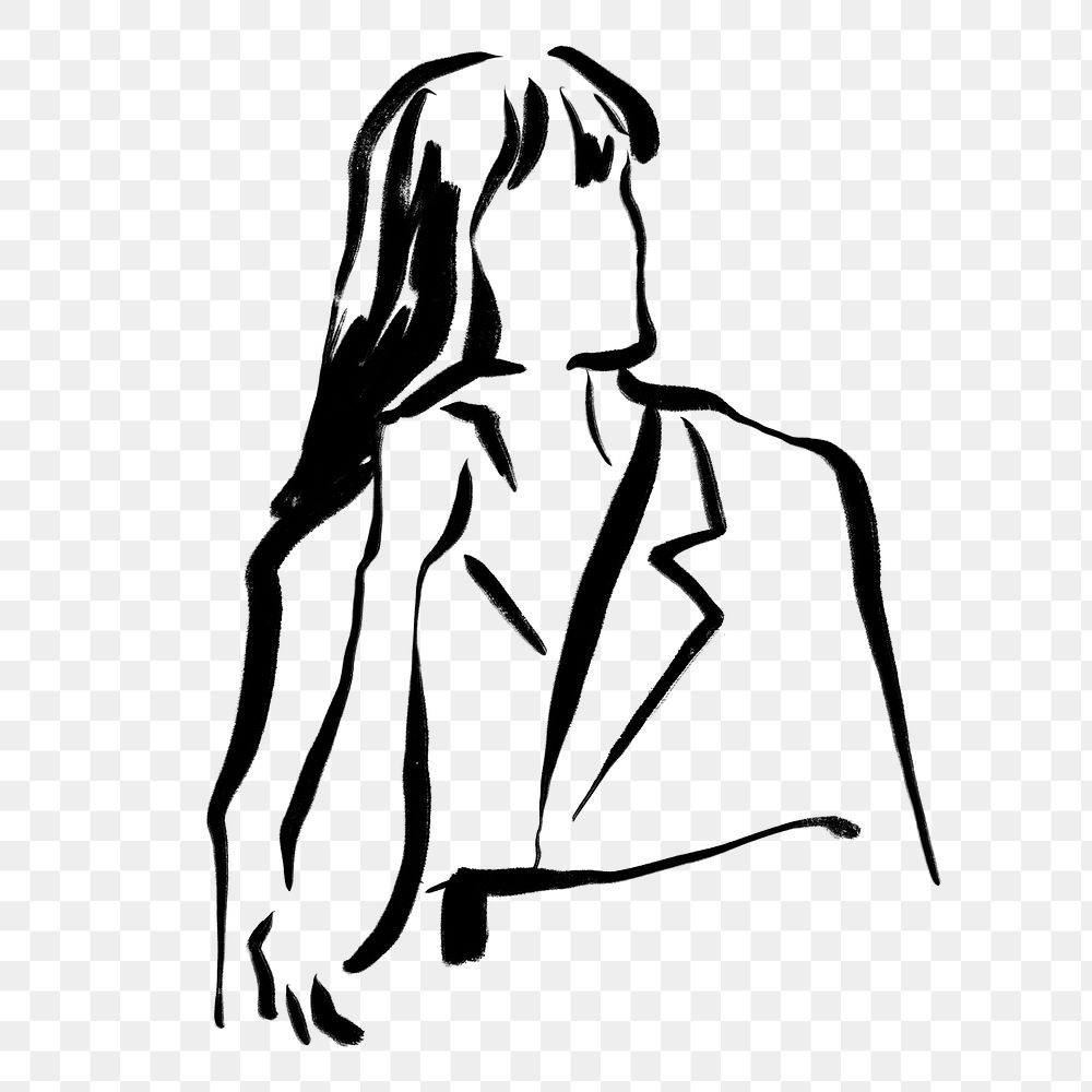 Businesswoman png sticker, drawing illustration, transparent background