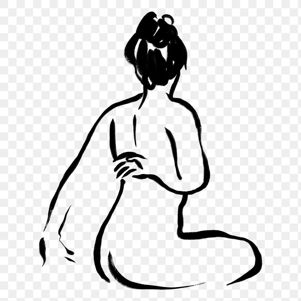 Female body png sticker, drawing illustration, transparent background