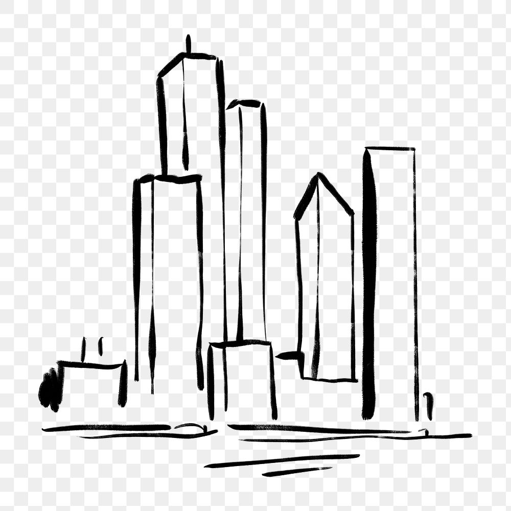 City scape png clipart, drawing illustration, transparent background