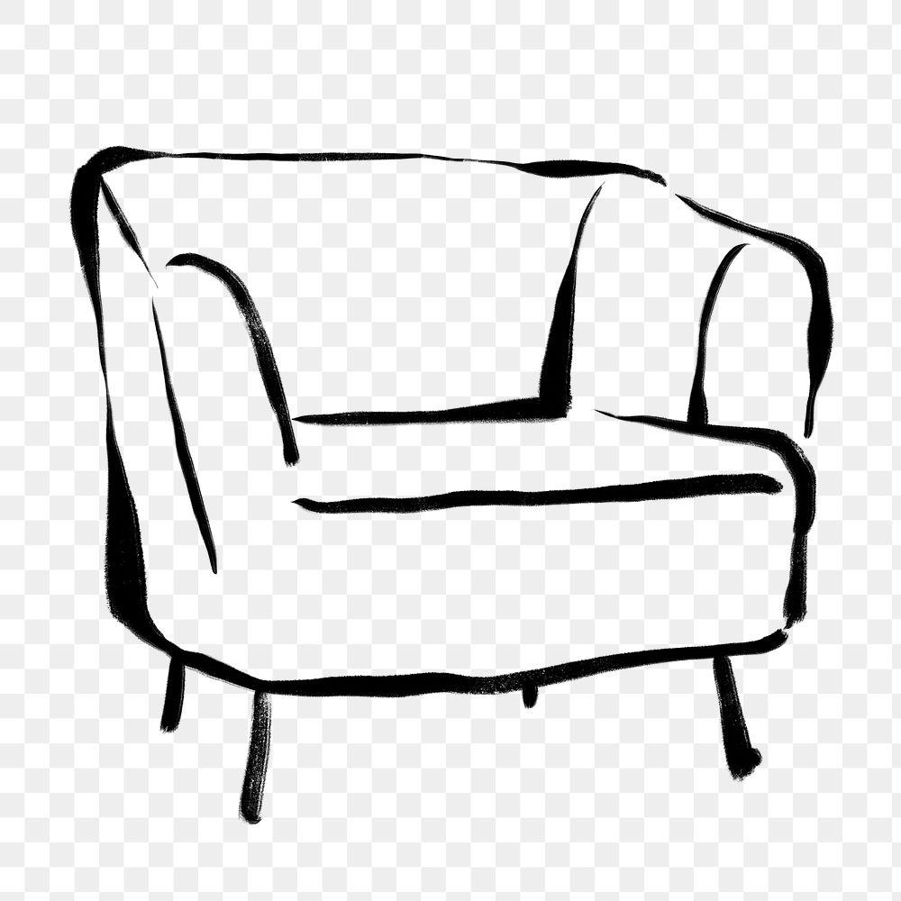 Armchair png sticker, drawing illustration, transparent background