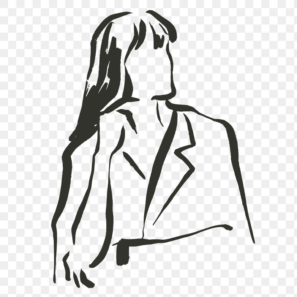 Businesswoman png sticker, drawing illustration, transparent background