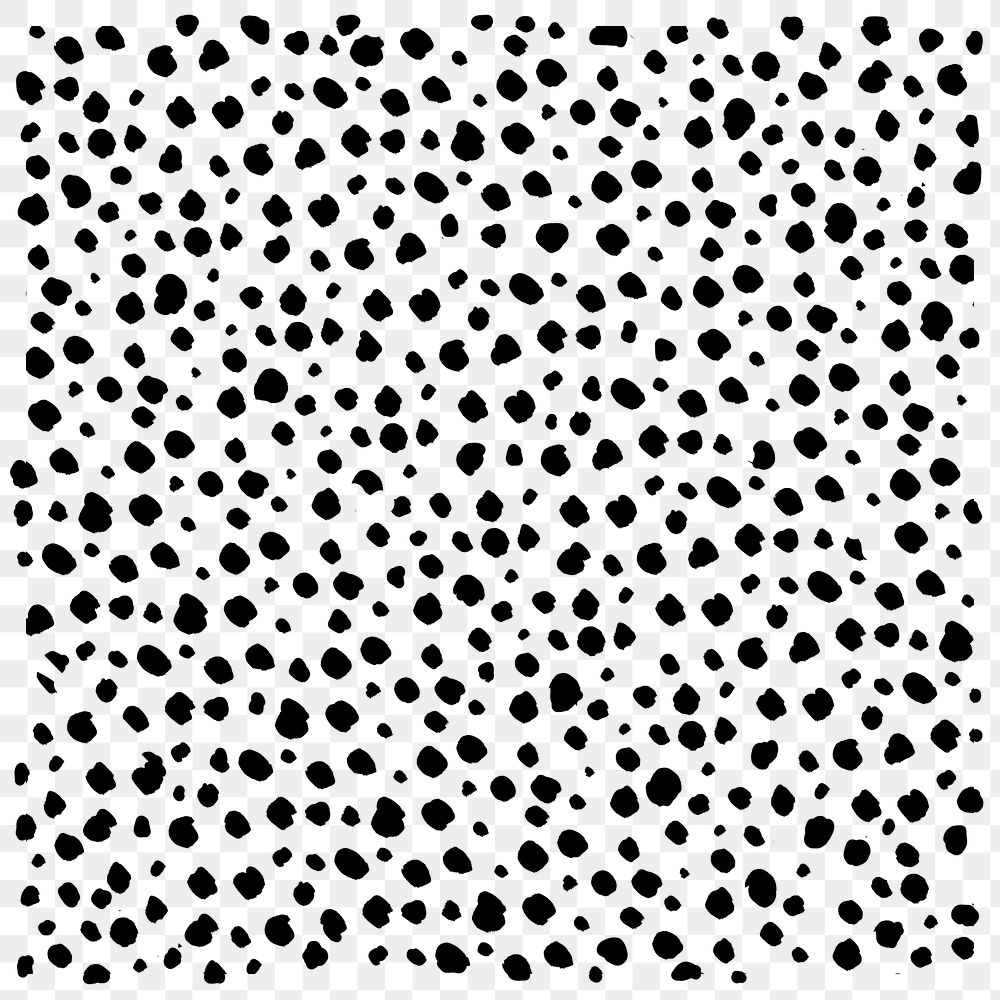 Png doodle dots pattern background, black design, transparent background