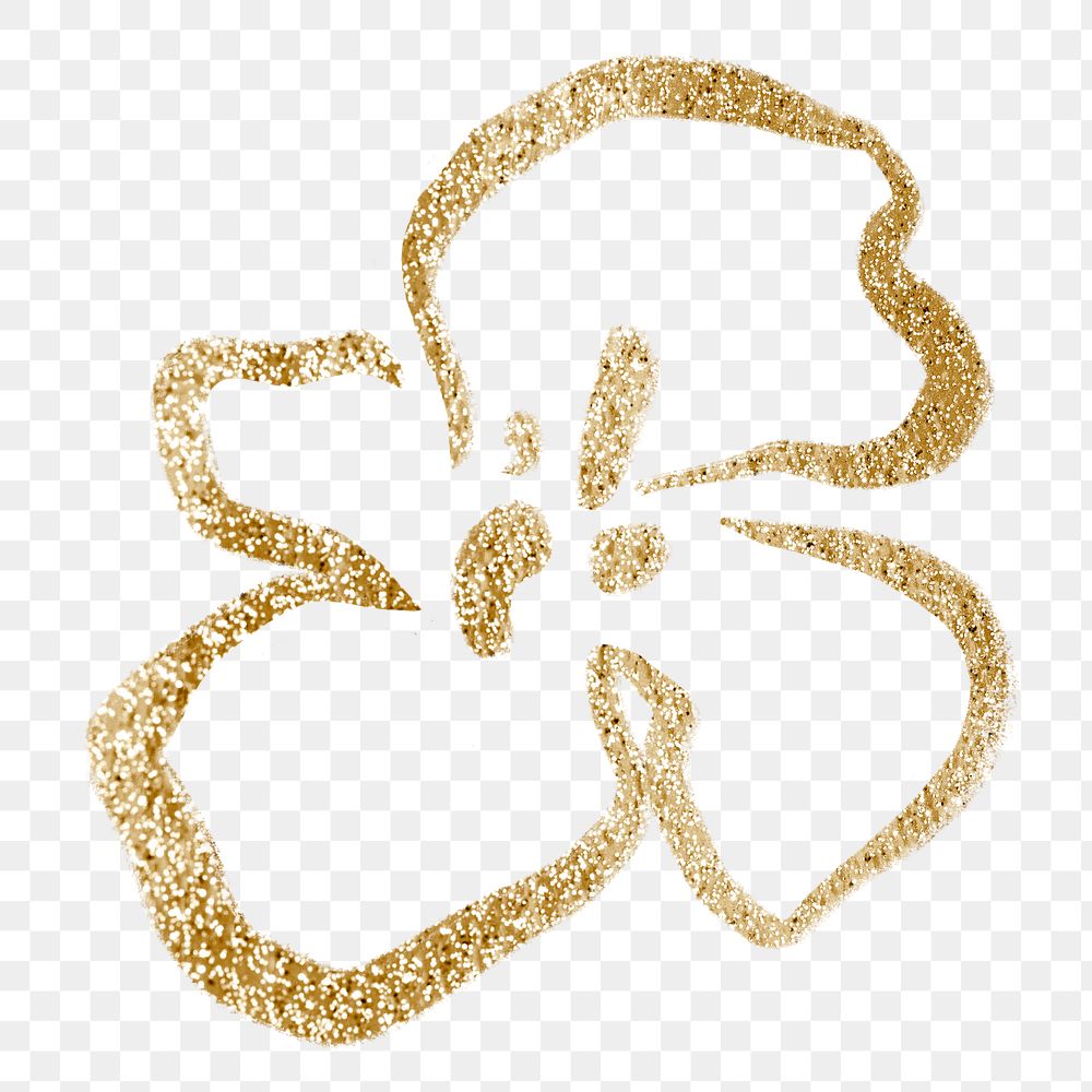 Gold flower png sticker, glitter design on transparent background
