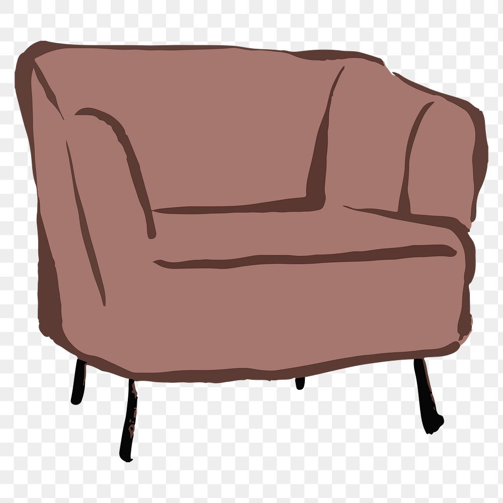 Armchair png sticker, drawing illustration, transparent background