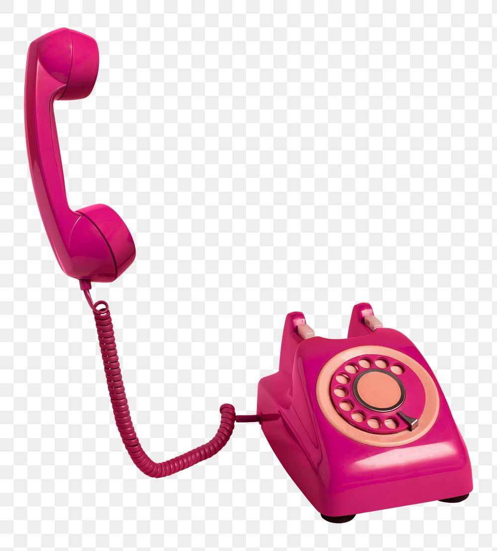 Png pink retro phone sticker, transparent background