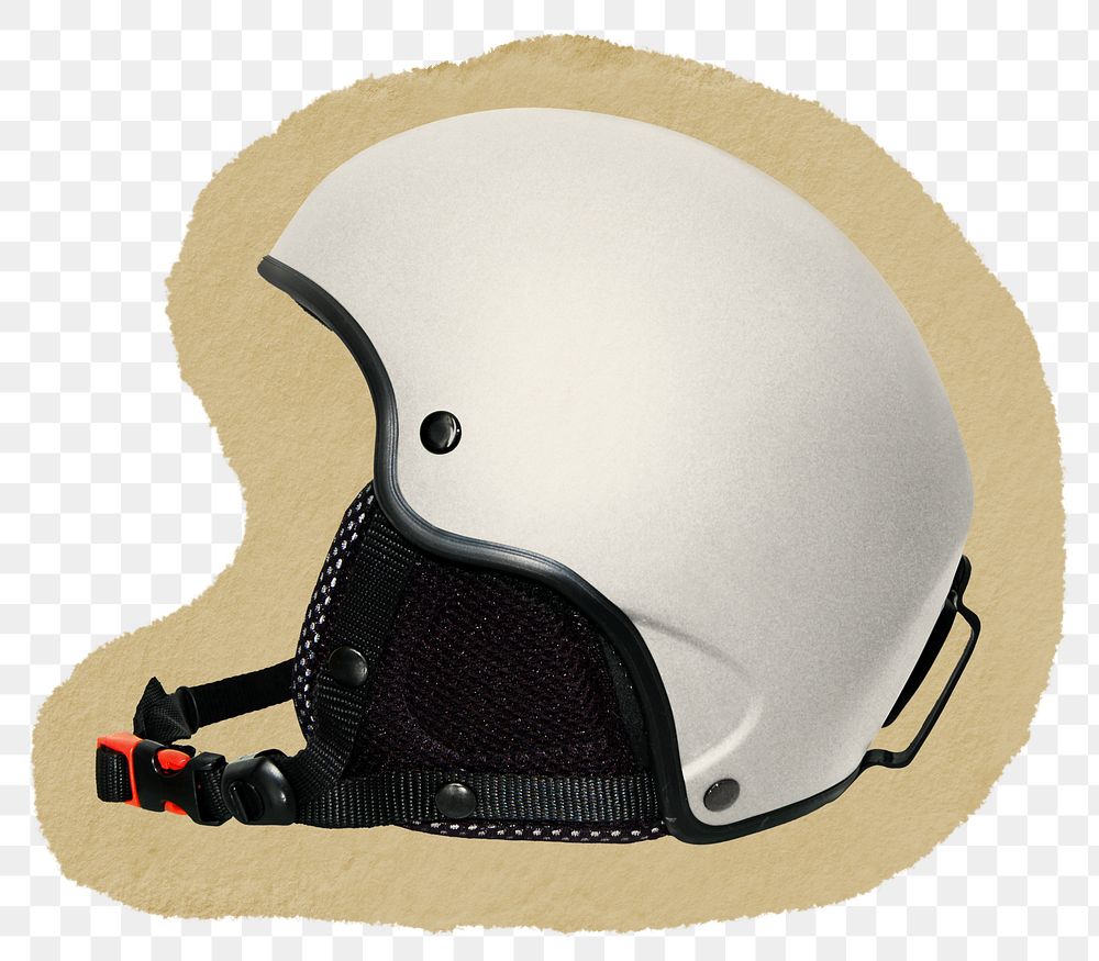White helmet png sticker, ripped paper on transparent background 