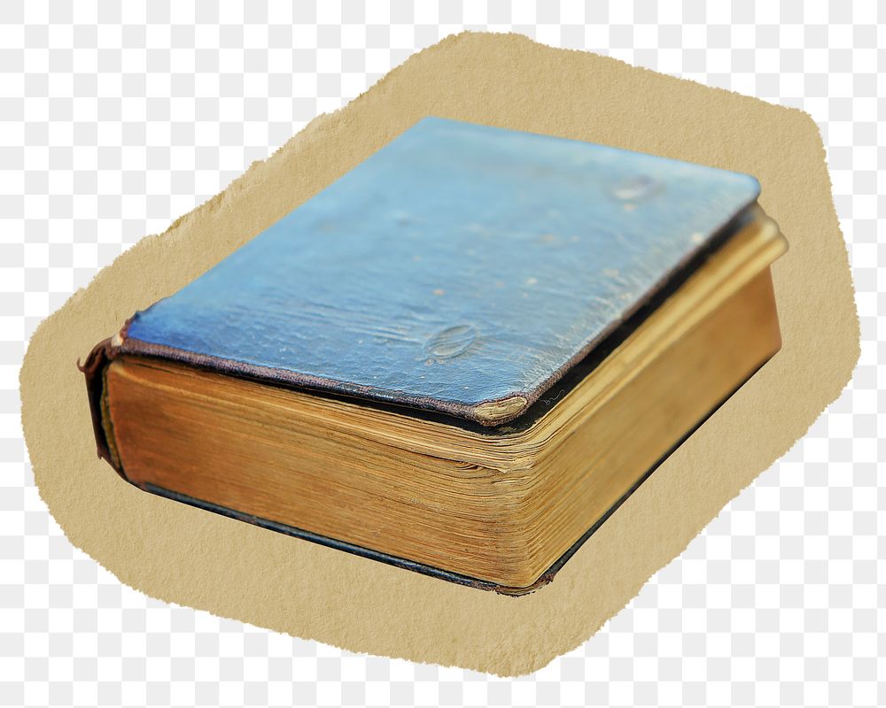 Old book  png sticker, ripped paper on transparent background 