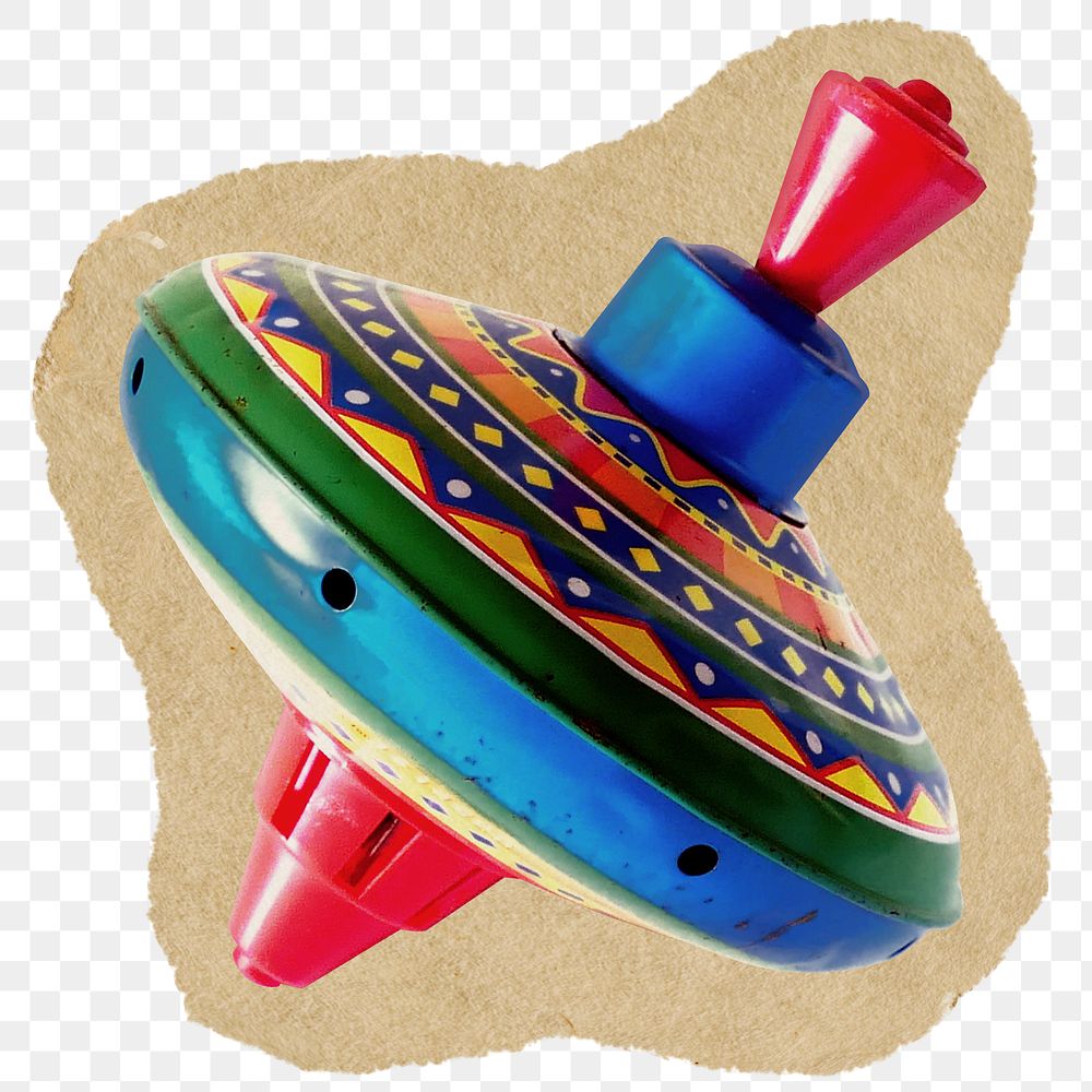 Spinning top png toy  sticker, ripped paper on transparent background