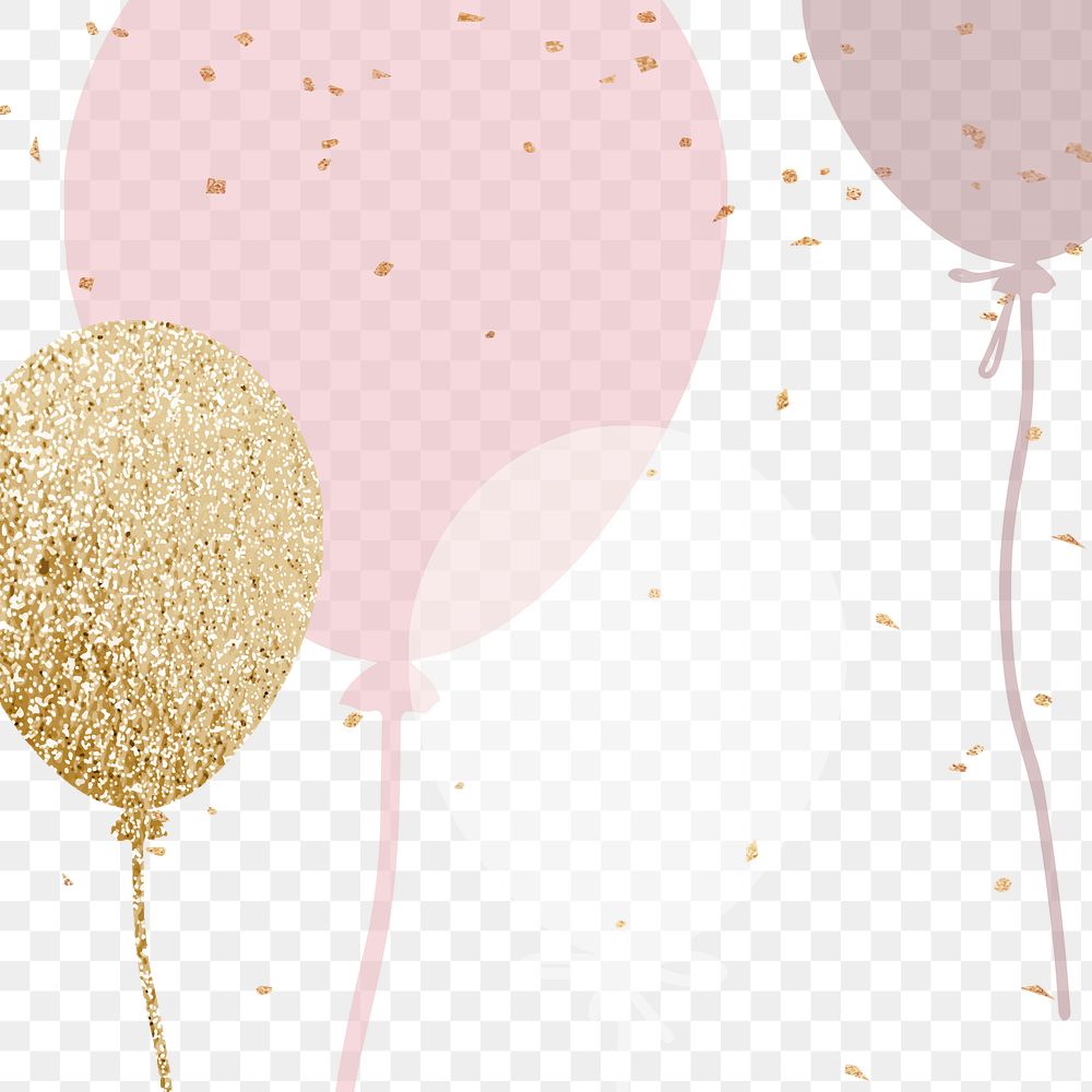 Pink balloons border png transparent background