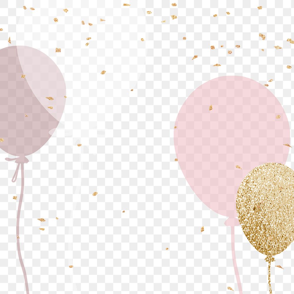 Pink balloons border png transparent background