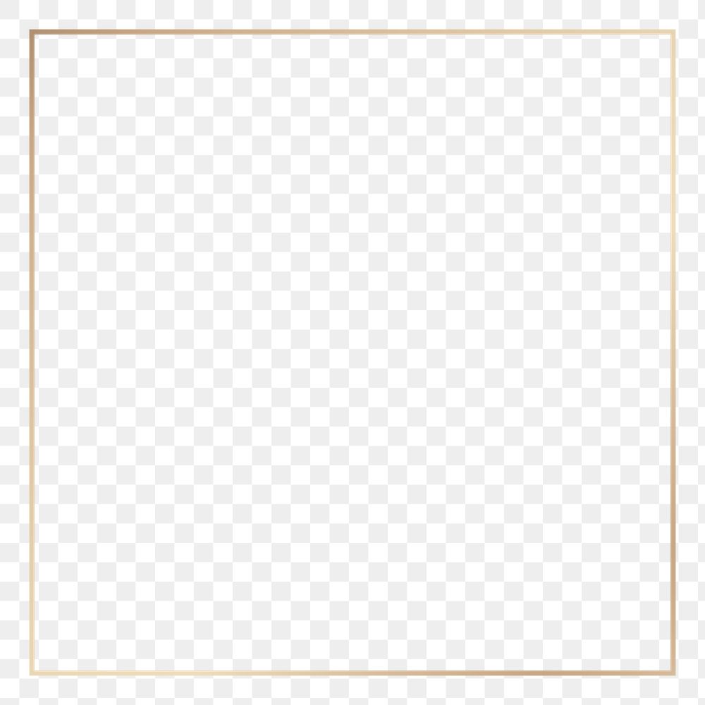 Png square gold frame sticker, transparent background