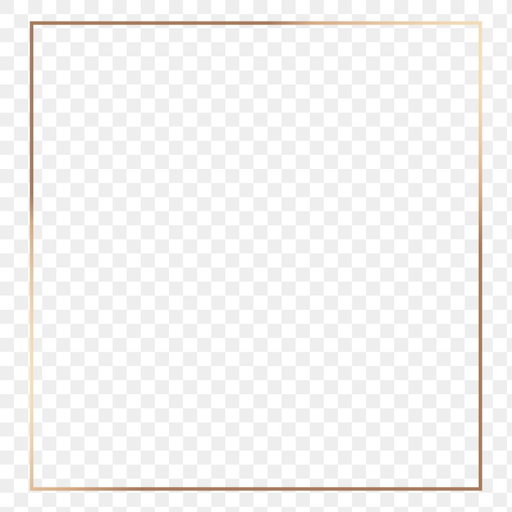 Png square gold frame sticker, transparent background