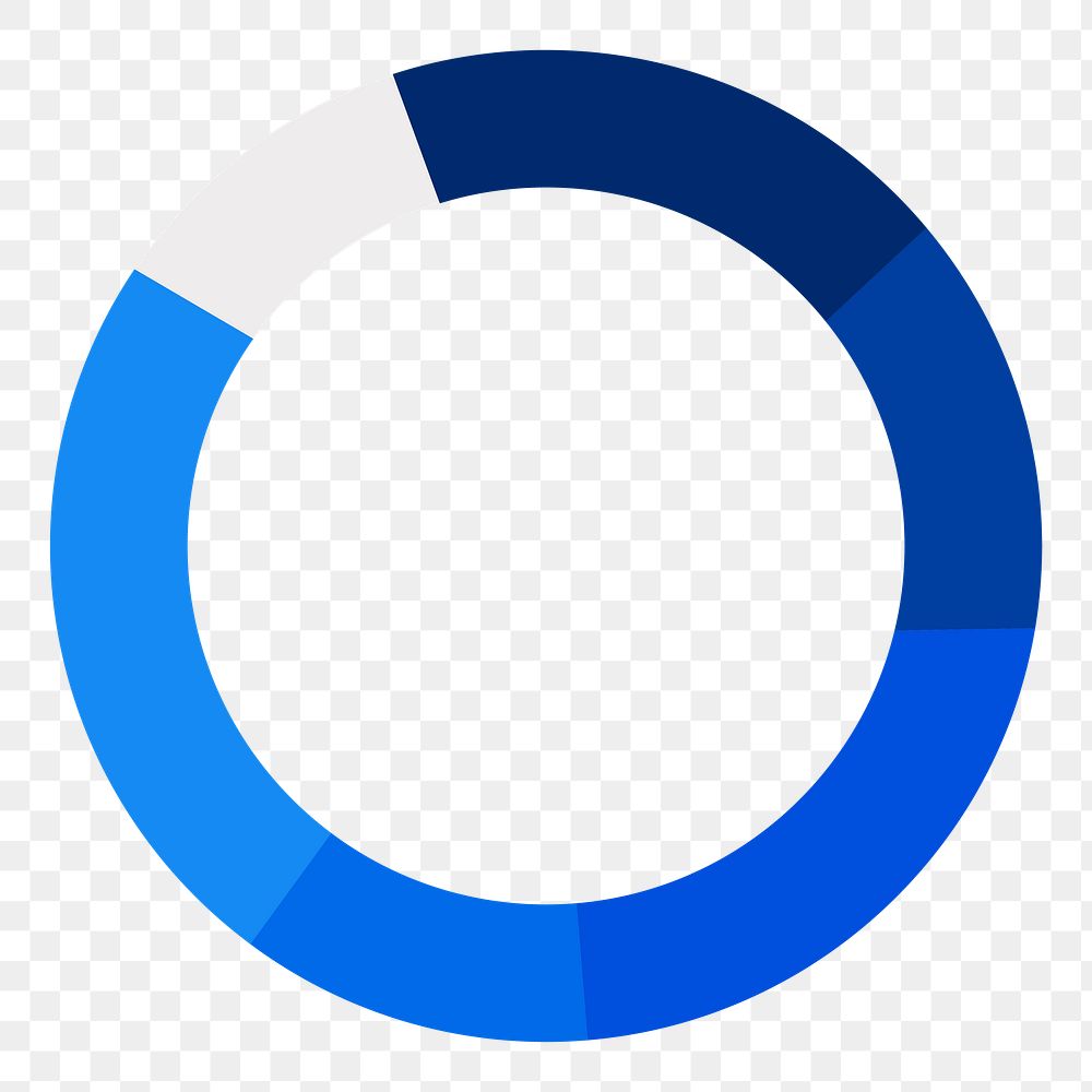 Blue donut chart png sticker, business element graphic, transparent background
