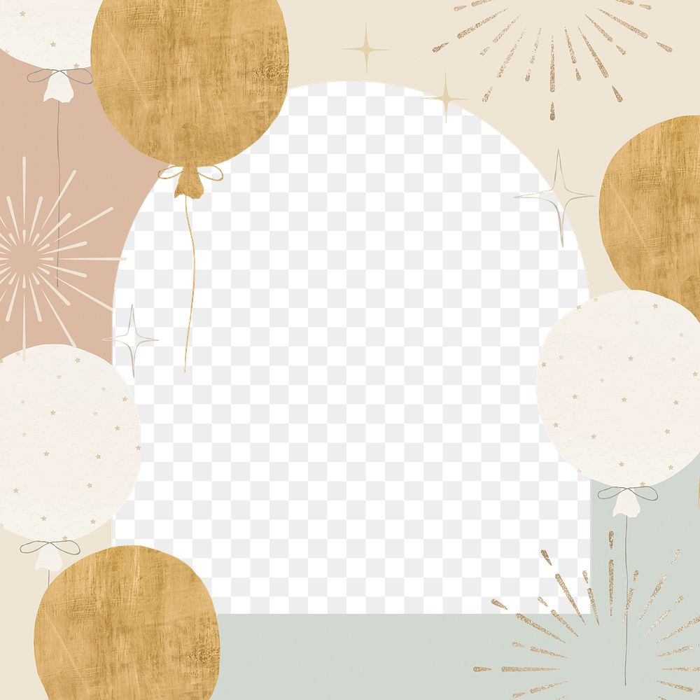 Cute birthday png frame, transparent background