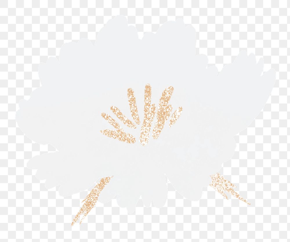 White flower png sticker, glitter design, transparent background