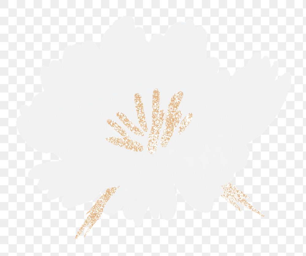 White flower png sticker, glitter design, transparent background