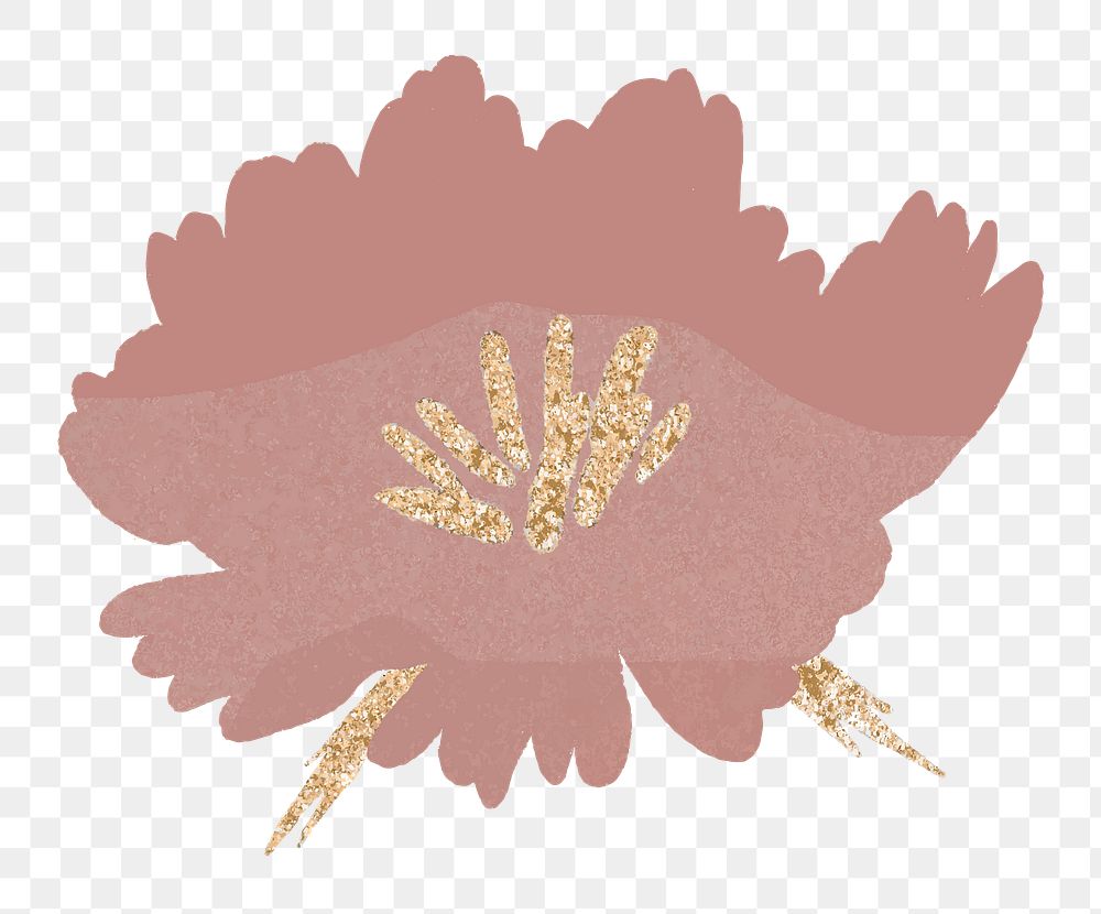 Pink flower png sticker, glitter design, transparent background