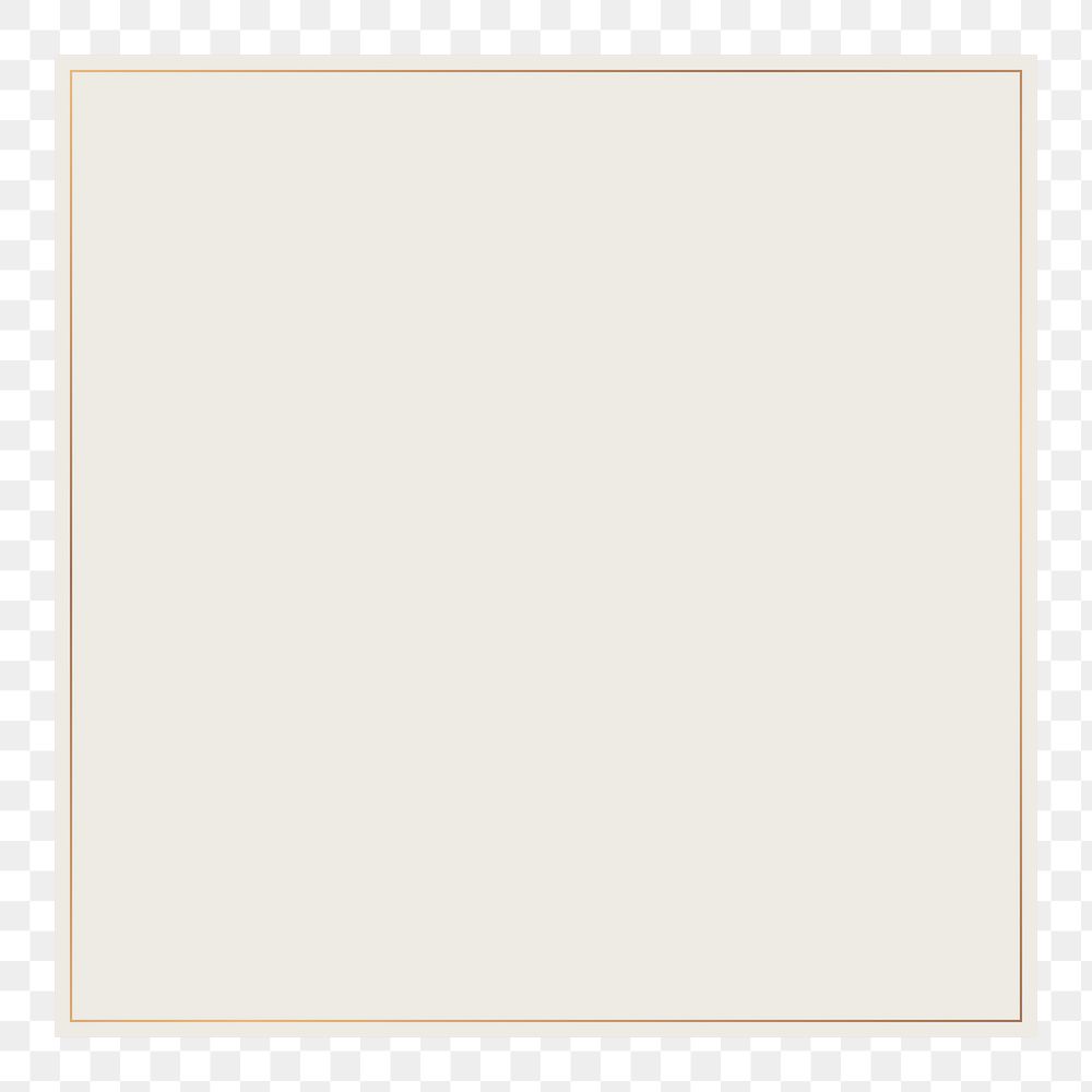 Square frame png sticker, beige design, transparent background