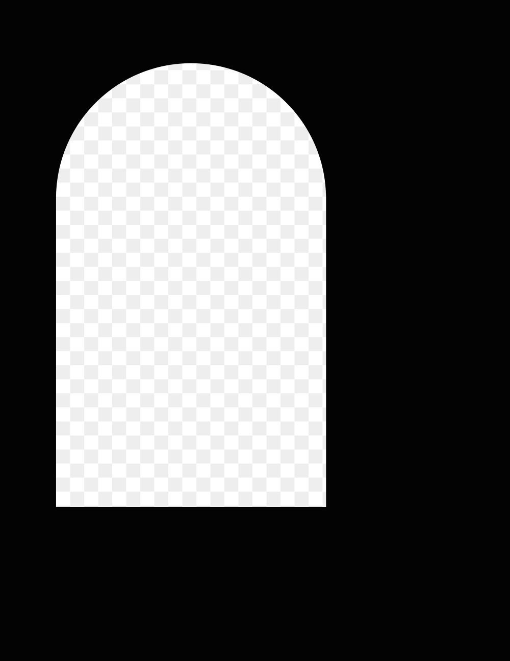 Arch frame png sticker, black background, transparent design