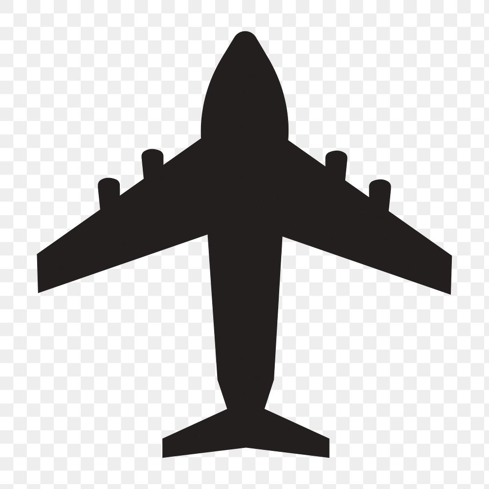 Airplane silhouette png icon sticker, transparent background