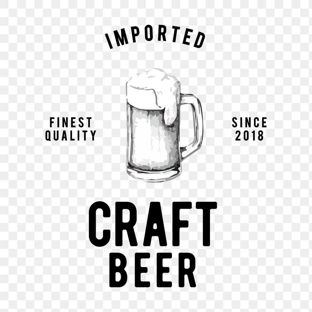 Craft beer png logo sticker, transparent background