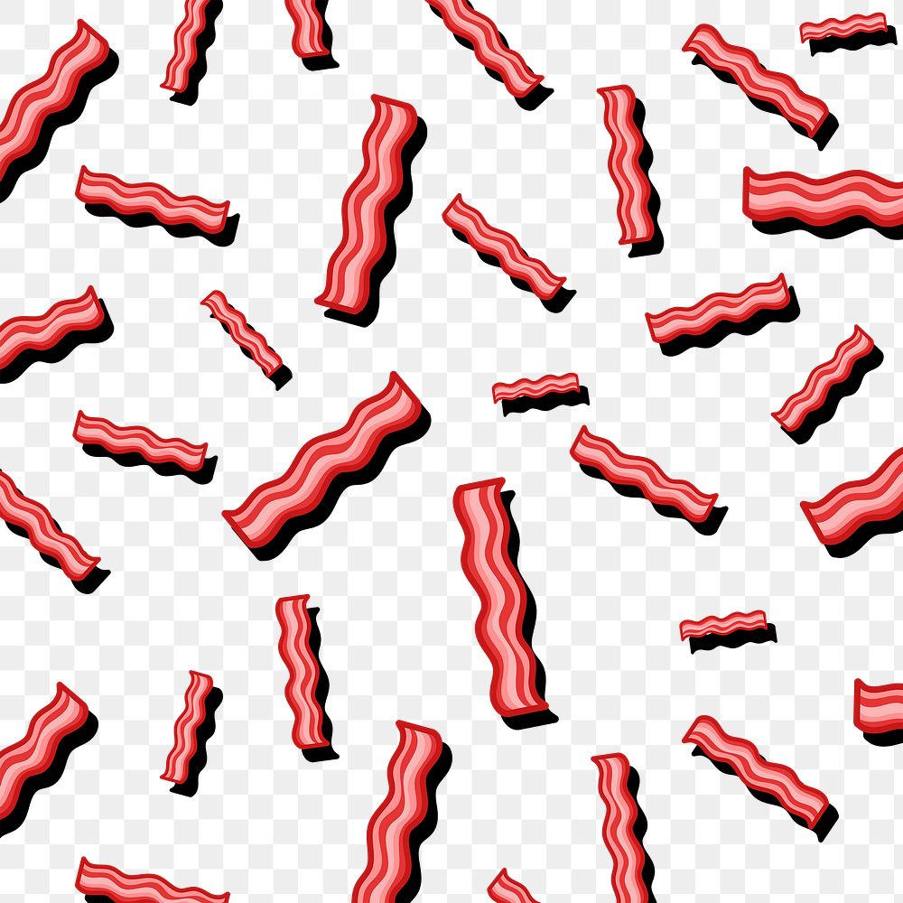 Bacon pattern png, transparent background