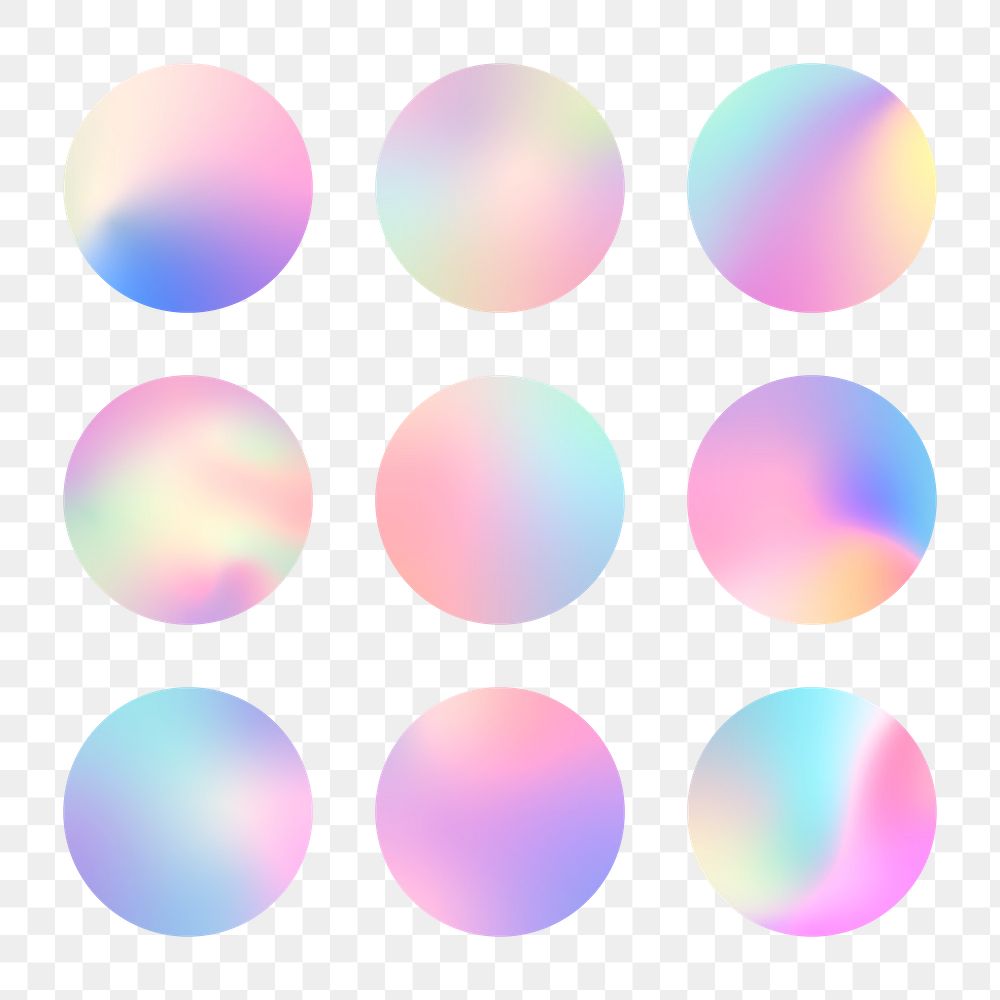 Png gradient round shape sticker, transparent background