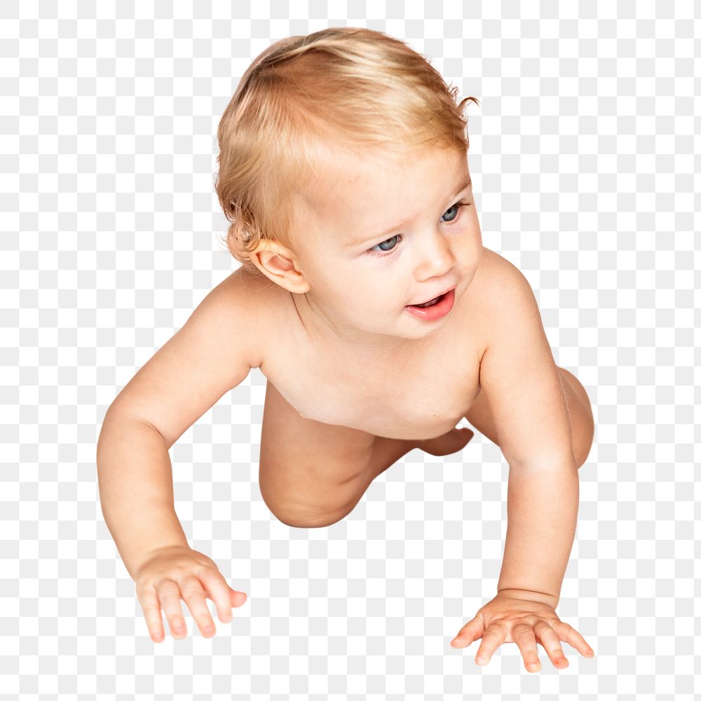 Baby crawling png sticker, transparent background