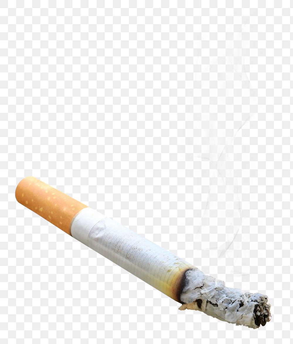 Cigarette with smoke png sticker, transparent background