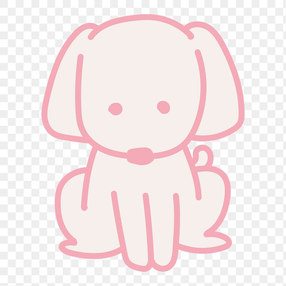Png pink dog sticker, cute doodle, transparent background