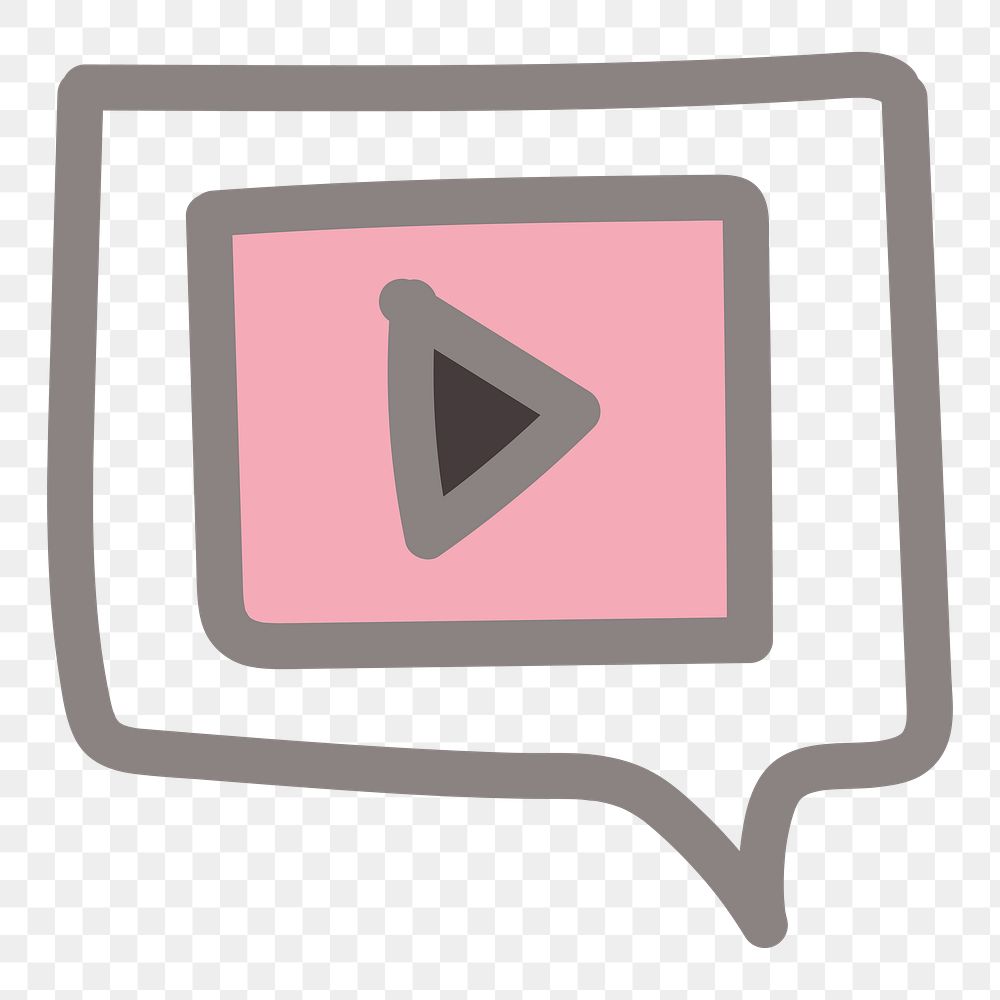 Png pink video icon sticker, cute doodle, transparent background