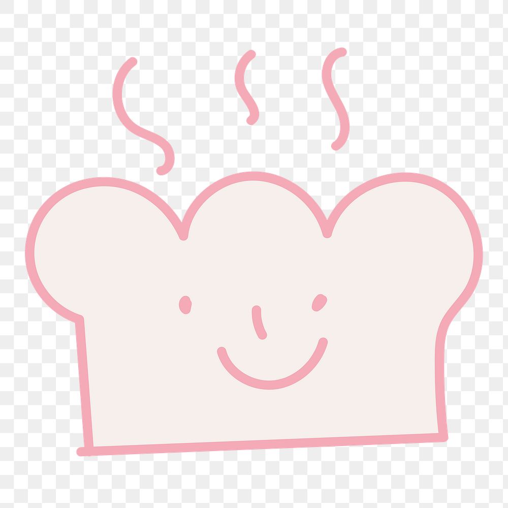 Png pink bread sticker, cute doodle, transparent background