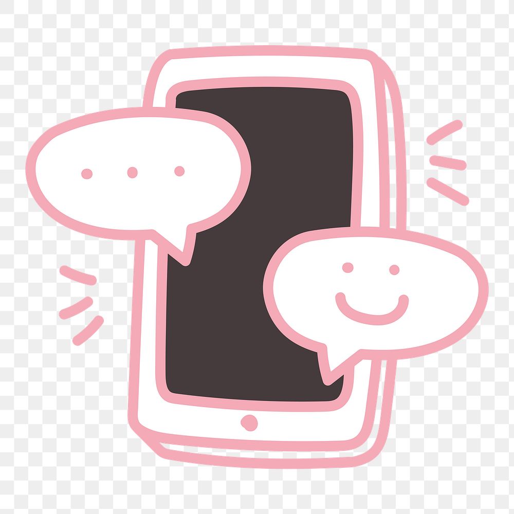 Png pink texting sticker, cute doodle, transparent background