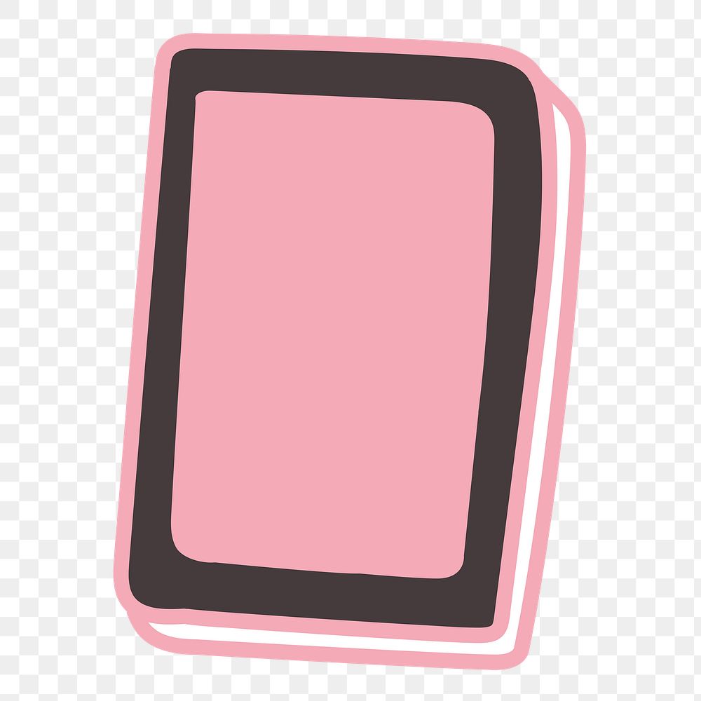 Png pink tablet sticker, cute doodle, transparent background