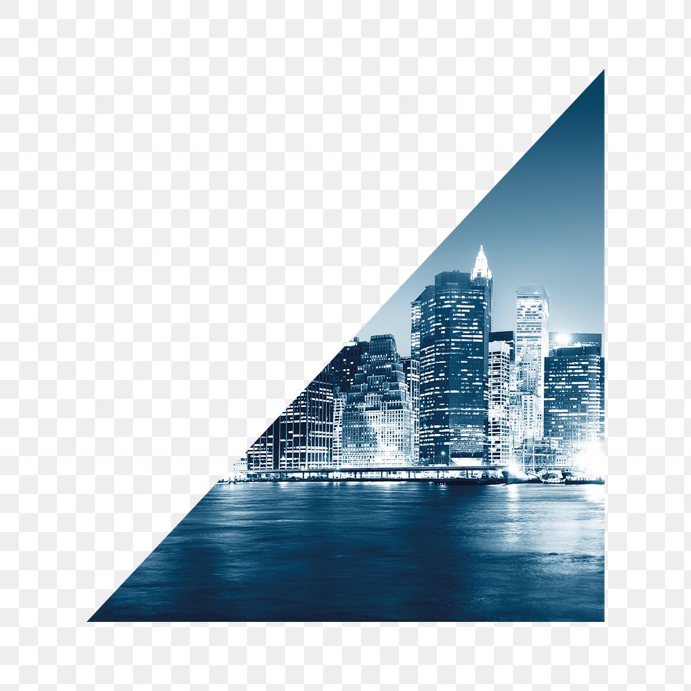 Skyline png triangle sticker, transparent background