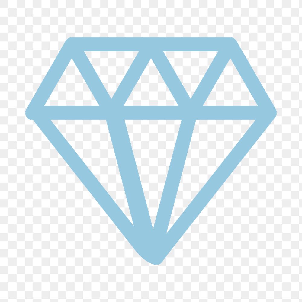 Diamond icon png sticker, blue, transparent background