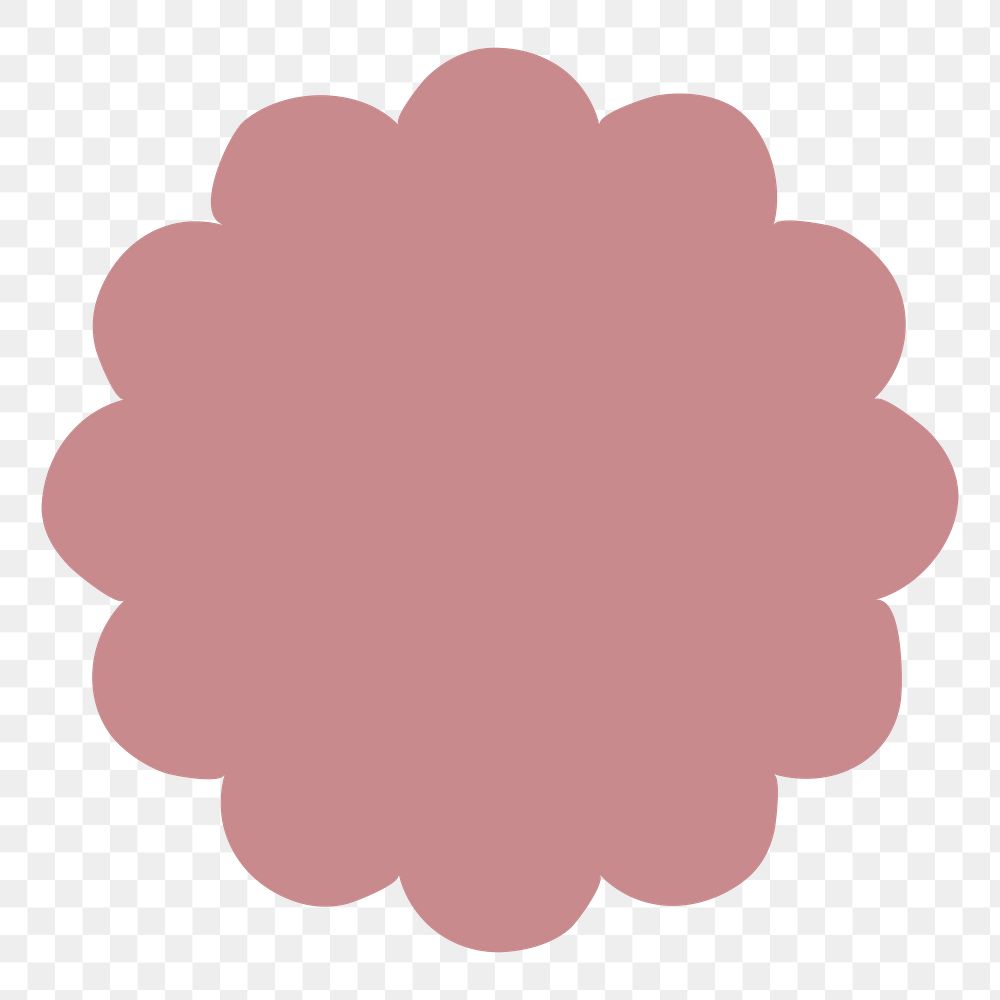 Pink flower png sticker, blob shape design, transparent background