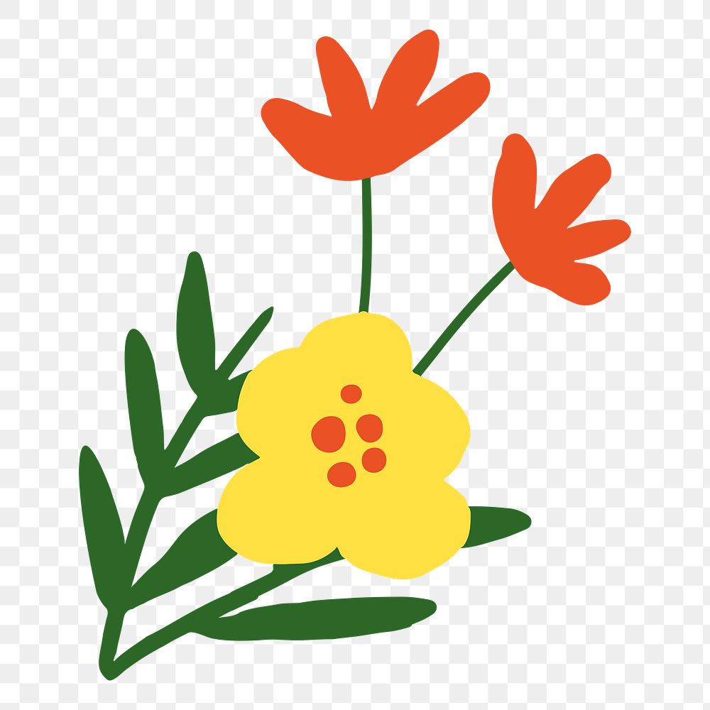 Flower png sticker, cute doodle, transparent background