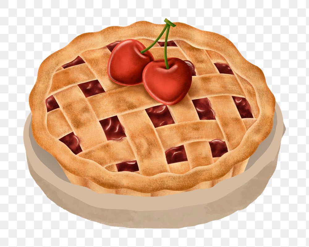 Cherry pie png sticker, realistic illustration, transparent background