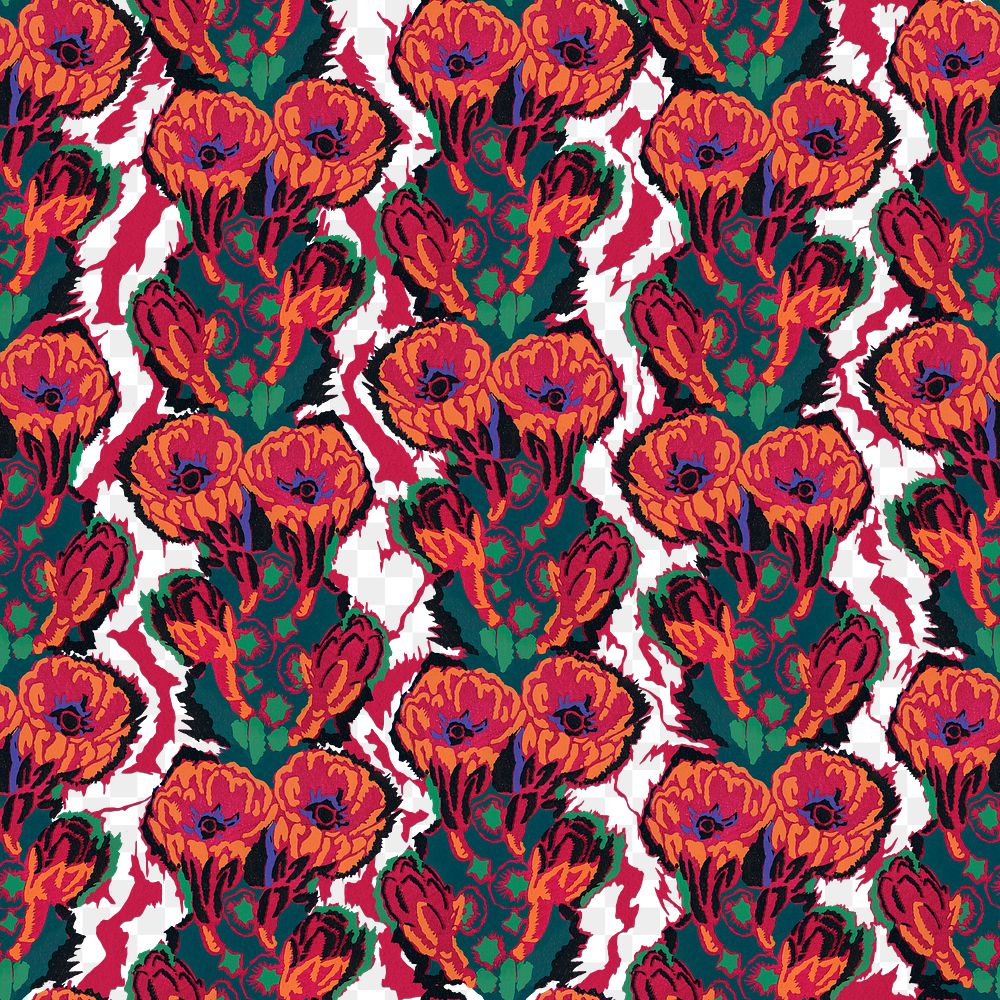 PNG Edouard Benedictus flower pattern sticker, seamless design, transparent background