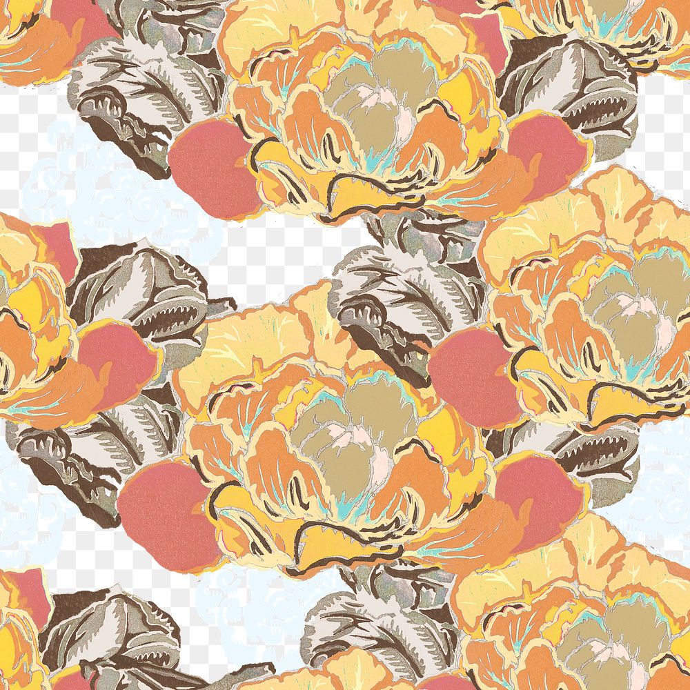 PNG Edouard Benedictus floral pattern sticker, seamless design, transparent background