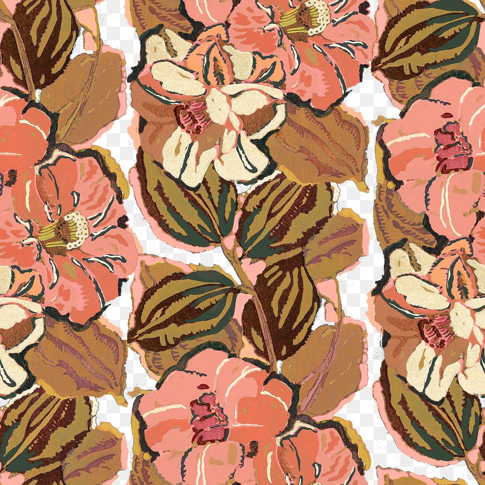 PNG Edouard Benedictus flower pattern sticker, seamless design, transparent background