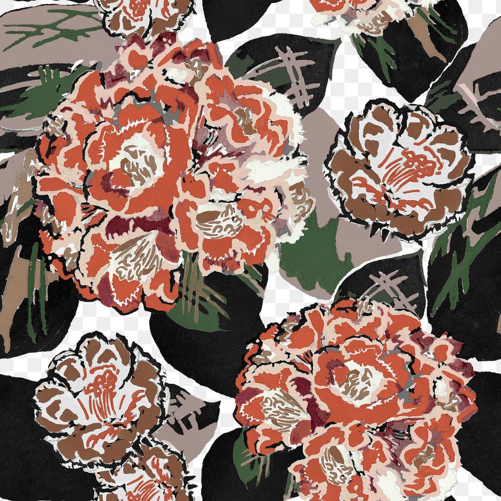 PNG Edouard Benedictus floral pattern sticker, seamless design, transparent background