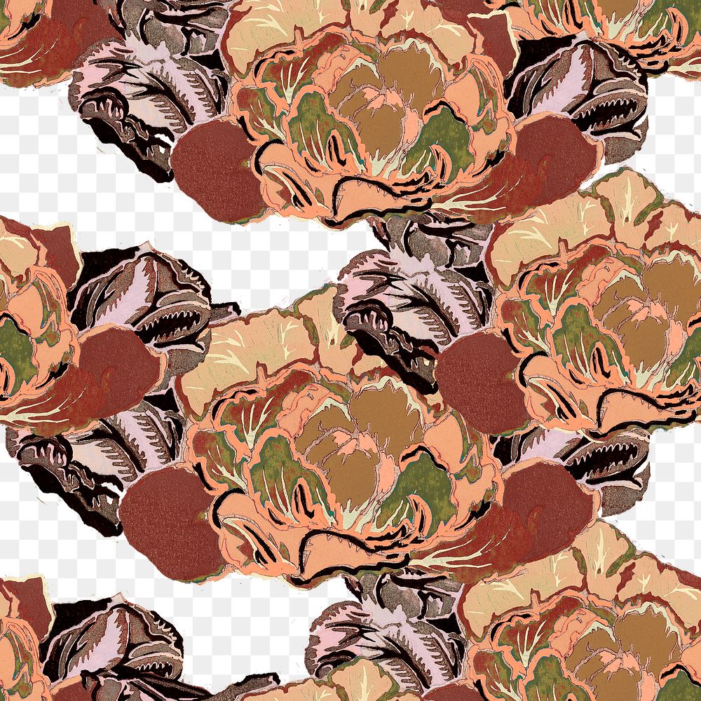 PNG Edouard Benedictus flower pattern sticker, seamless design, transparent background