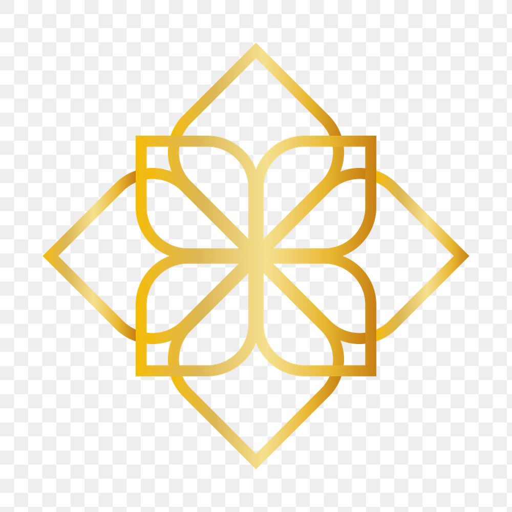 Png flower logo element sticker, luxury design, transparent background