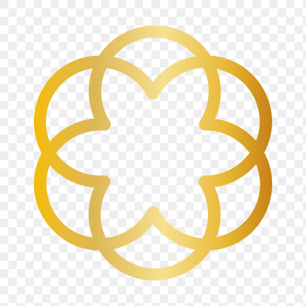 Png flower logo element sticker, luxury design, transparent background