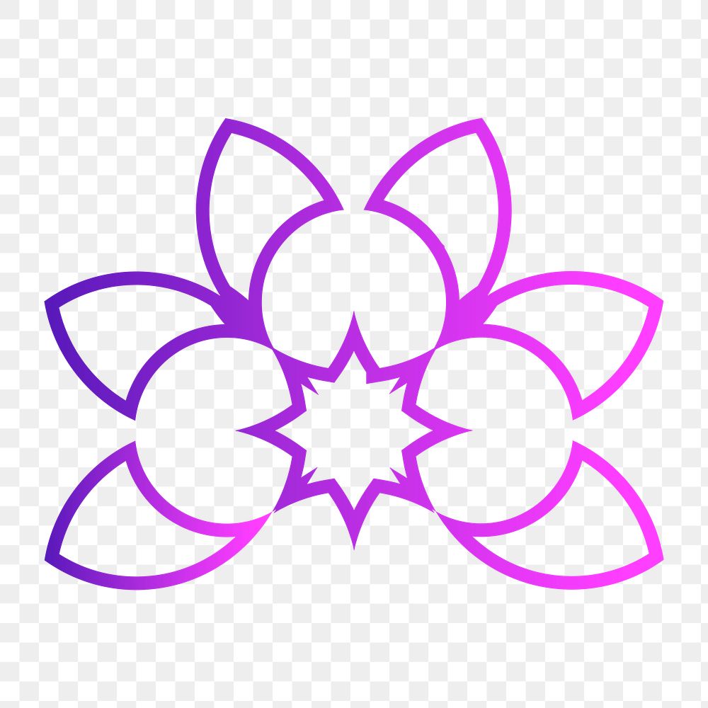 Gradient flower png illustration sticker, logo element, transparent background 