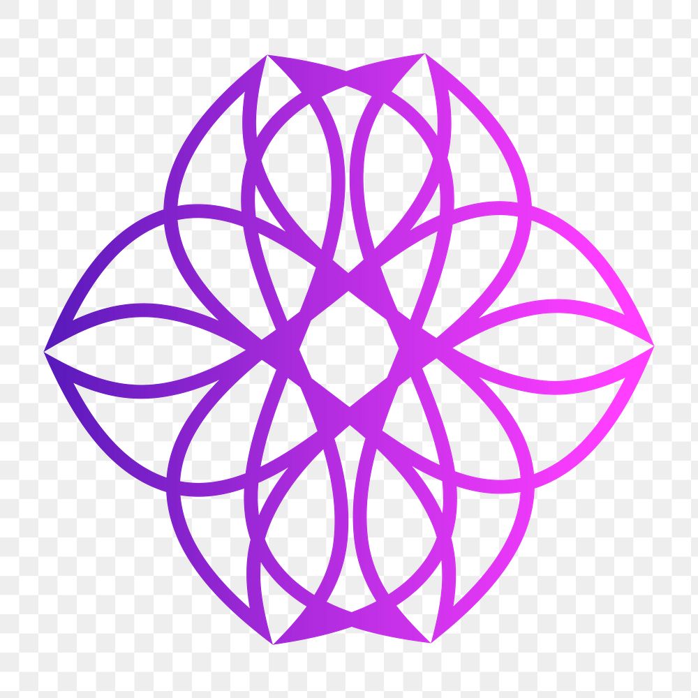 Gradient flower png illustration sticker, logo element, transparent background 